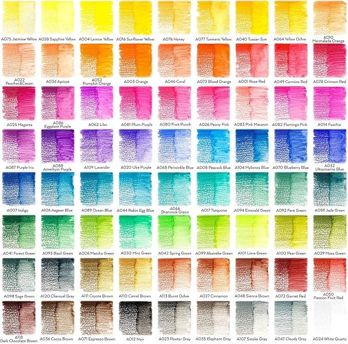 ARTEZA Watercolor Pencils, Set of 72, Water-Soluble Colored Pencils with 4 mm Break-Resistant Core, Pre-Sharpened Tips and Metal Tin for Drawing, Shading, Blending, and Wet or Dry Techniques