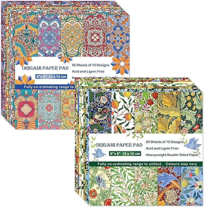 Origami Paper Kit Double Sided 100 Sheets 20 Colors 6 Inch Japanese Chiyo Square Easy Fold Arts Crafts DIY Handwork Origami Papers Bohemia Morris