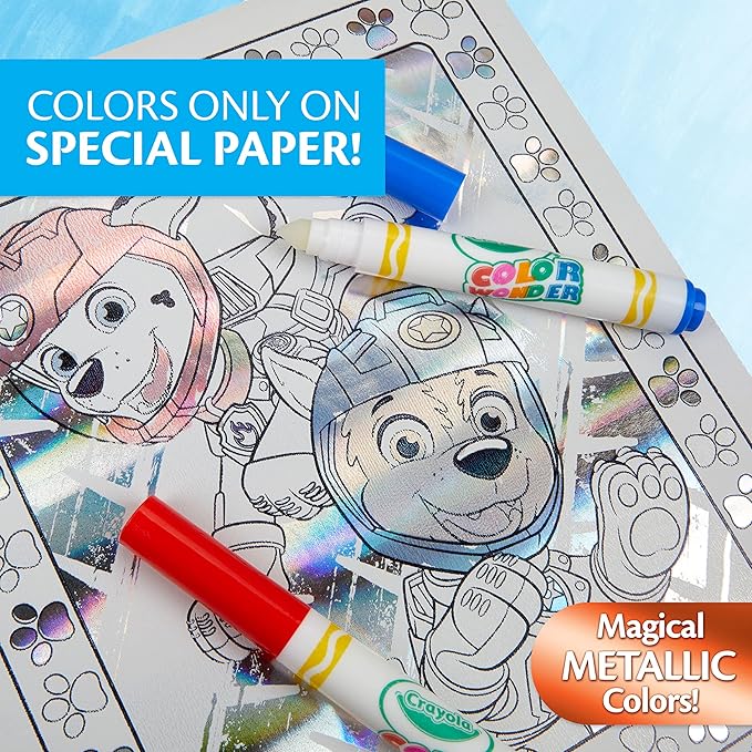 Crayola Paw Patrol Color Wonder Metallic Mess Free Coloring Set, Gift for Kids, 3, 4, 5, 6