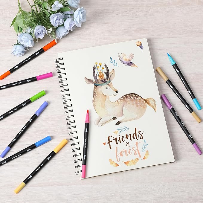 Mr. Pen- Dual Tip Brush Pens, 24 pcs, Assorted Color, Fine & Brush Tip Markers for Adult Coloring Markers for Adults