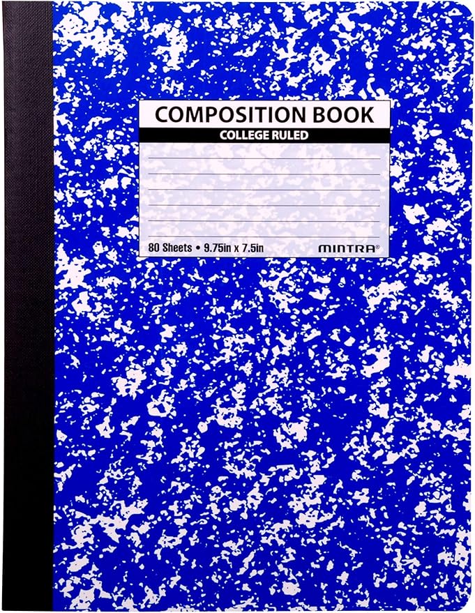 Mintra Office Composition Books (Assorted Marble Comp - College Ruled, 24 Units (6-4pks))