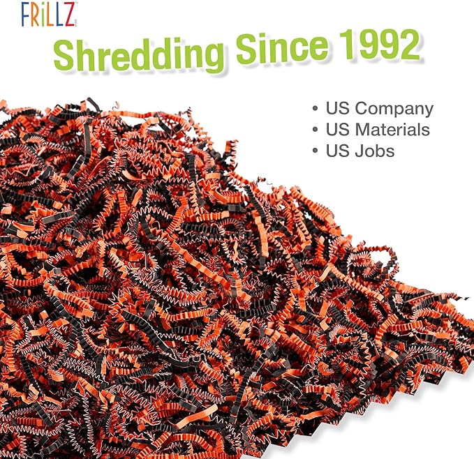 FRILLZ Crinkle Cut Paper Shred Filler for Baskets, Gifts, Packing and Protecting your Halloween, Fall Festival, Birthday and other events (2 pound, Trick or Treat)