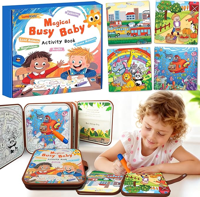 3-in-1 Reusable Water Painting Book for Kids – Preschool Learning Toy with 10 Themes – Water Coloring & Color-Sorting Game – No Mess Painting & Reusable Fun for Ages 3+