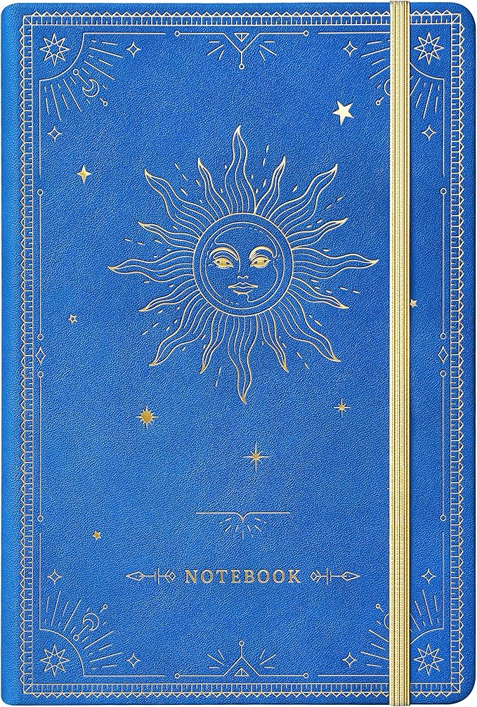 Artfan Ruled Notebook/Journal – Premium Thick Paper Faux Leather Classic Writing Notebook with Pocket + Page Dividers Gifts, Banded, Large, 144 Pages, Hard Cover, Lined (5.8 x 8.4) - Gemstone Blue