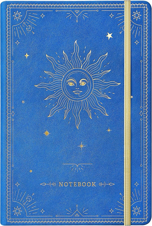 Artfan Ruled Notebook/Journal – Premium Thick Paper Faux Leather Classic Writing Notebook with Pocket + Page Dividers Gifts, Banded, Large, 144 Pages, Hard Cover, Lined (5.8 x 8.4) - Gemstone Blue