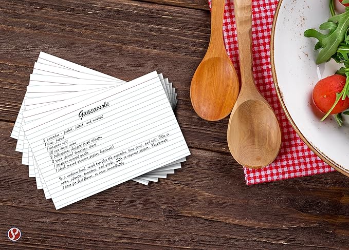 Ruled Index Cards, On 100lb. Heavyweight Thick White Cover Stock. "100 per pack" (3 x 5)