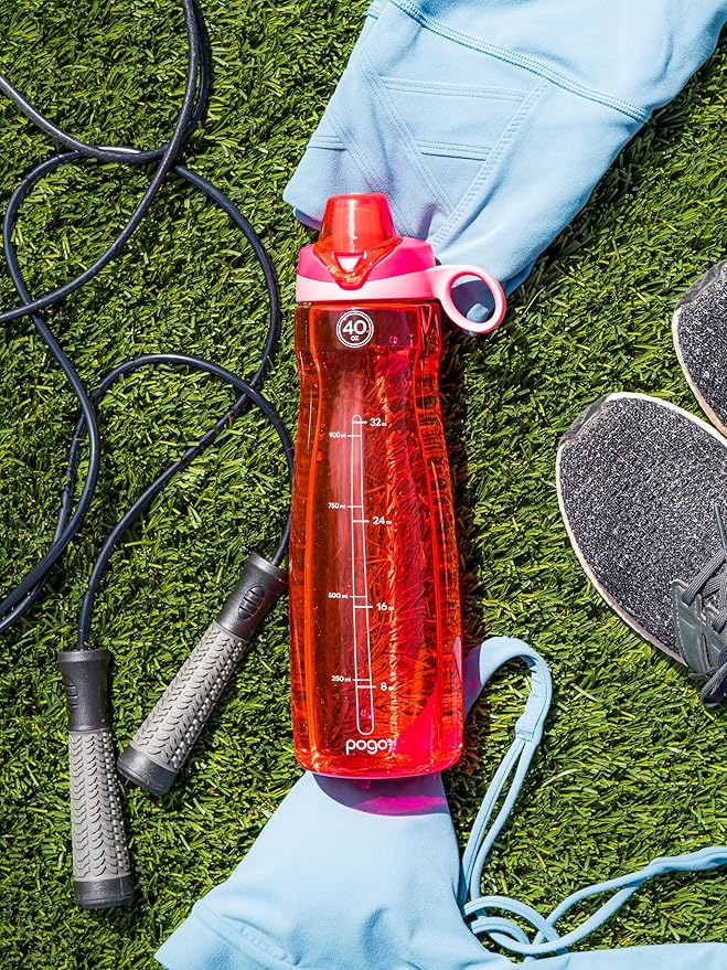 Pogo BPA-Free Plastic Water Bottle with Chug Lid, Pink, 40 oz.