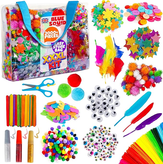 Blue Squid 2000+pcs Craft Kits for Kids, Ages 4-9 Girl Boys Gifts Arts and Crafts for Kids Craft Kits Toys for 4-9 Year Old Girls Boys Birthday Presents Gifts Crafts for 4-10 Year Olds