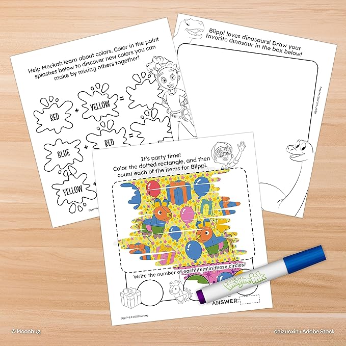 Blippi 10 Page Imagine Ink Coloring Book with Mess Free Marker, Bendon 59090