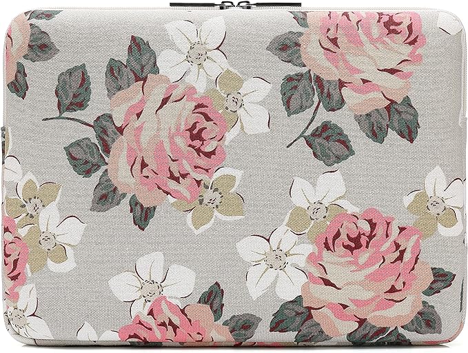 Canvaslife Pink Rose Pattern 13 inch Canvas Laptop Sleeve with Pocket 13 inch 13.3 inch Laptop 13 case13 Sleeve