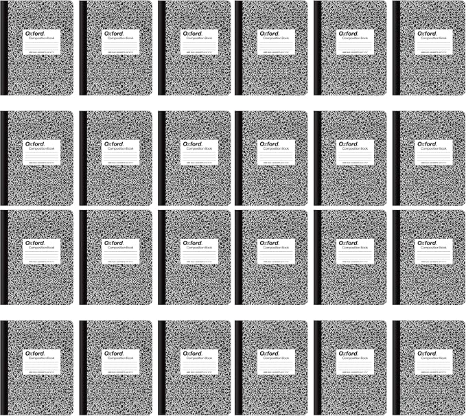 Oxford Composition Notebooks, Wide Ruled Paper, 9-3/4 x 7-1/2 Inches, 100 Sheets, Black, 6 Count (63764) (Pack of 4)