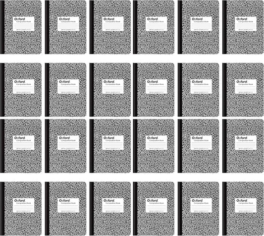 Oxford Composition Notebooks, Wide Ruled Paper, 9-3/4 x 7-1/2 Inches, 100 Sheets, Black, 6 Count (63764) (Pack of 4)