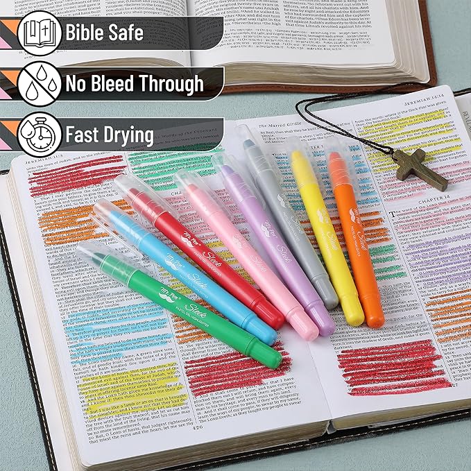 Mr. Pen- No Bleed Gel Highlighters, Assorted Colors, 8 Pack, Bible Highlighters and Pens No Bleed, Bible Markers for Study, Journaling, School Supplies and Accessories