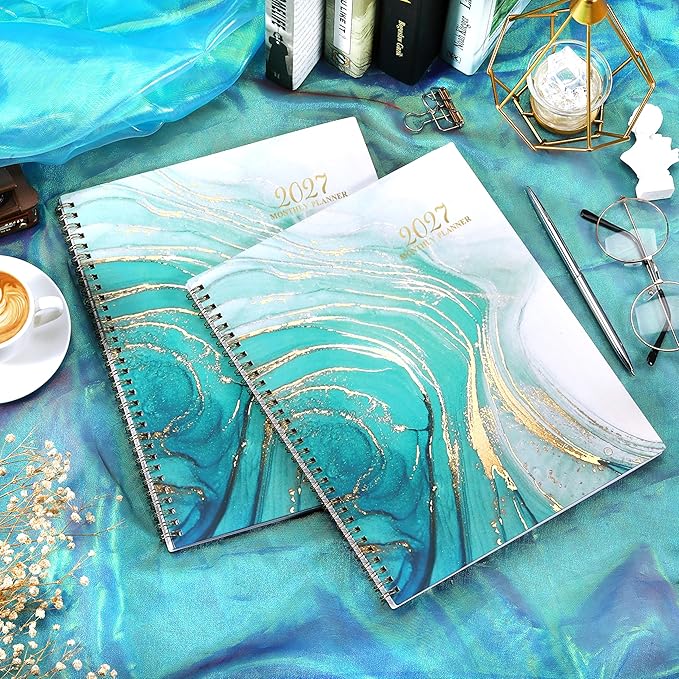 2027 Monthly Planner/Calendar - January 2027 - December 2027, Monthly Planner 2027, 12 Months Planner with Tabs & Note Pages, 9" x 11", Twin-Wire Binding and Two-Side Pocket, Perfect Organizer