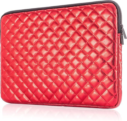 Puffy Laptop Sleeve 11 12 13 13.3 14 15 15.6 inch Case Protective Bag Quilted PU Leather Lined Padded