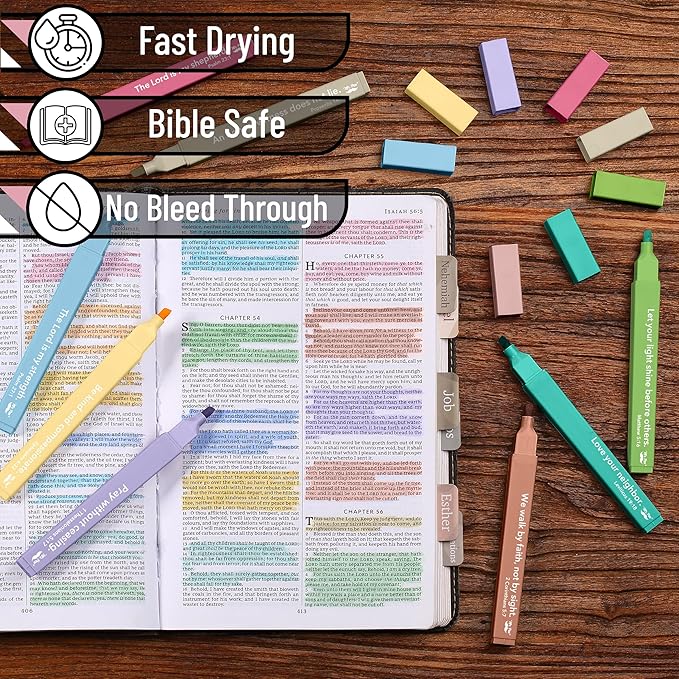 Mr. Pen- Bible Highlighters with Color-Coding System, 8 Pack, Soft Chisel Tip, Aesthetic Highlighters Assorted Colors, Fast Drying Bible Markers No Bleed Through for Journaling and Underlining