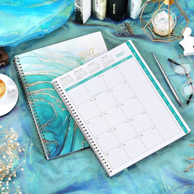 2027 Monthly Planner/Calendar - January 2027 - December 2027, Monthly Planner 2027, 12 Months Planner with Tabs & Note Pages, 9" x 11", Twin-Wire Binding and Two-Side Pocket, Perfect Organizer
