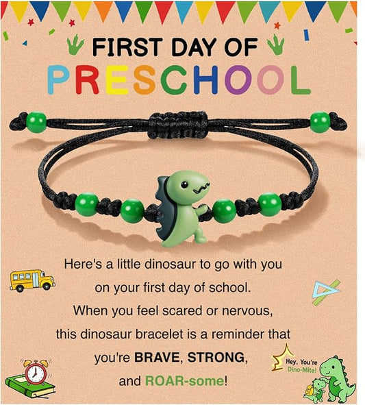 PEALICIOUS Dinosaur Bracelets for Boys, Back to School Birthday Son Gifts | First Day of Kindergarten Bracelet, Adjustable Dino Gifts Match Dinosaur Costume, Birthday Gifts for Boys Son Grandson