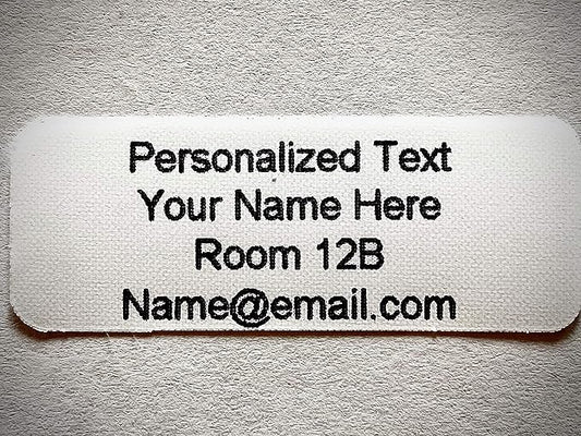 100pc Iron On Name Tags for Clothing 3/4" x 2" Large | Large Up to 4 Lines of Print, Fabric Clothing Labels, For Nursing Homes Summer Camp
