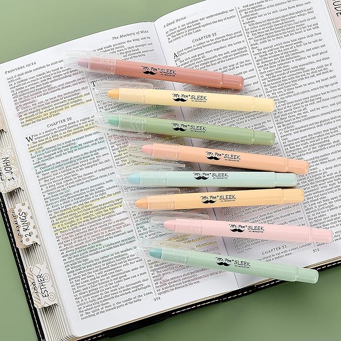 Mr. Pen- No Bleed Gel Highlighters, Pastel Colors, 8 Pack, Bible Highlighters and Pens No Bleed, Bible Markers for Study, Journaling, School Supplies and Accessories