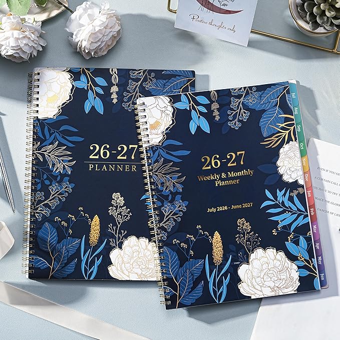 Planner 2026-2027 - Academic Planner 2026-2027, Jul 2026 - Jun 2027, Planner Weekly and Monthly, 8.5" x 11", Monthly Tabs, Twin-Wire Binding, Holidays, Back Pocket, Habit Tracker