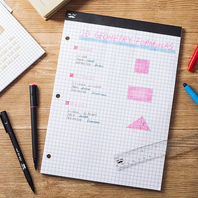 Mr. Pen- Graph Paper Pad, 8.5x11 Inches, 4x4 (4 Squares per Inch) (Pack of 2)