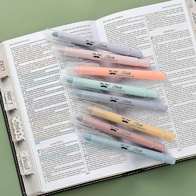 Mr. Pen- No Bleed Gel Highlighters, Morandi Colors, 8 Pack, Bible Highlighters and Pens No Bleed, Bible Markers for Study, Journaling, School Supplies and Accessories