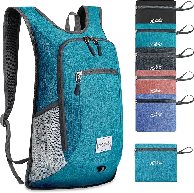 Xgunion Hiking Backpack 10L Lightweight Foldable (Teal Blue) | Small Travel Daypack, Packable Camping Backpack for Women Men