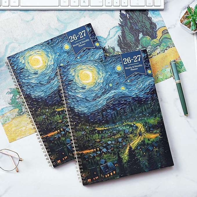 Planner 2026-2027 - Academic Planner 2026-2027, Jul 2026 - Jun 2027, 26-27 Planners Weekly and Monthly, 8.5" x 11" 26-27 Calendar Monthly Planners with Tabs & Pocket, Flexible Cover, Twin-Wire Binding- Oil Painting