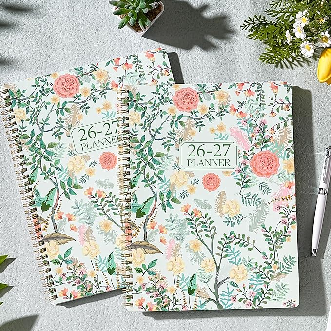 Planner 2026-2027 - Academic Planner, 9" x 11", Jul. 2026 - Jun. 2027, 2026-2027 Planner Weekly and Monthly with Colorful Tabs, Strong Twin-wire Binding, Back Pocket - Floral