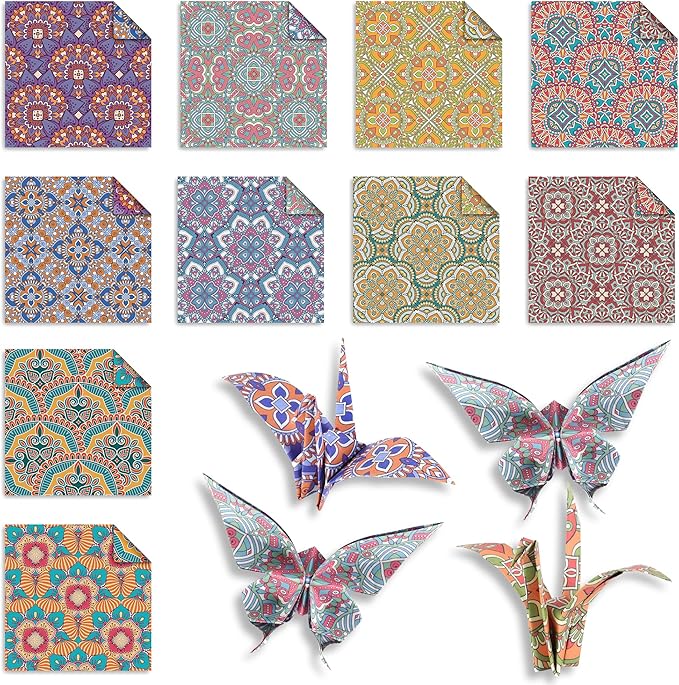 Origami Paper 6x6 Double Sided 50 Sheets 10 Colors origami kit Japanese Chiyo Square Craft Kits Easy Fold Arts Crafts DIY Handwork Bohemia