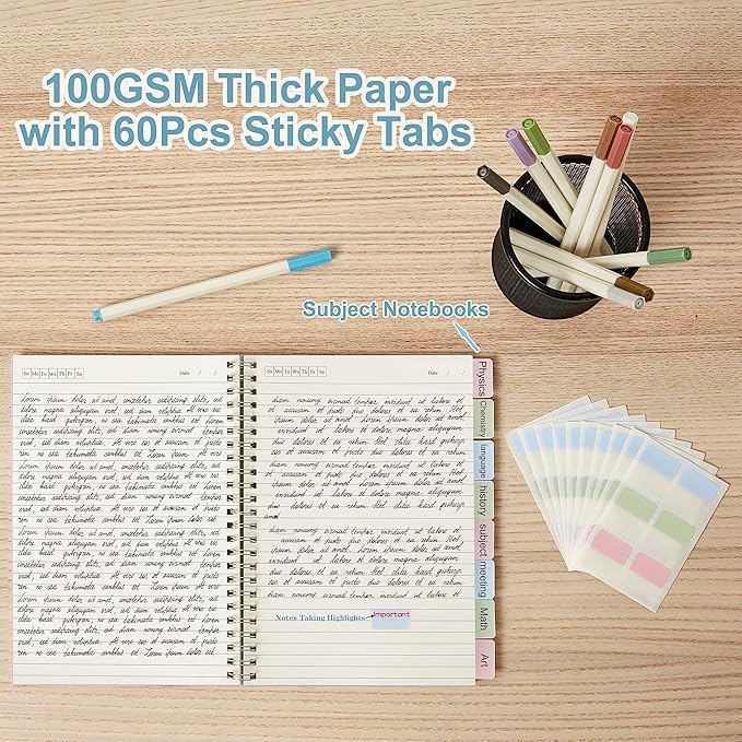 3 Pack Small Notebook, A5 Wide Ruled Spiral Notebook 5.8" x 8.3", 100gsm 8mm Ruled Page, 80 Sheets/160 Pages, Small Spiral Notebook for School, Office, Sketch