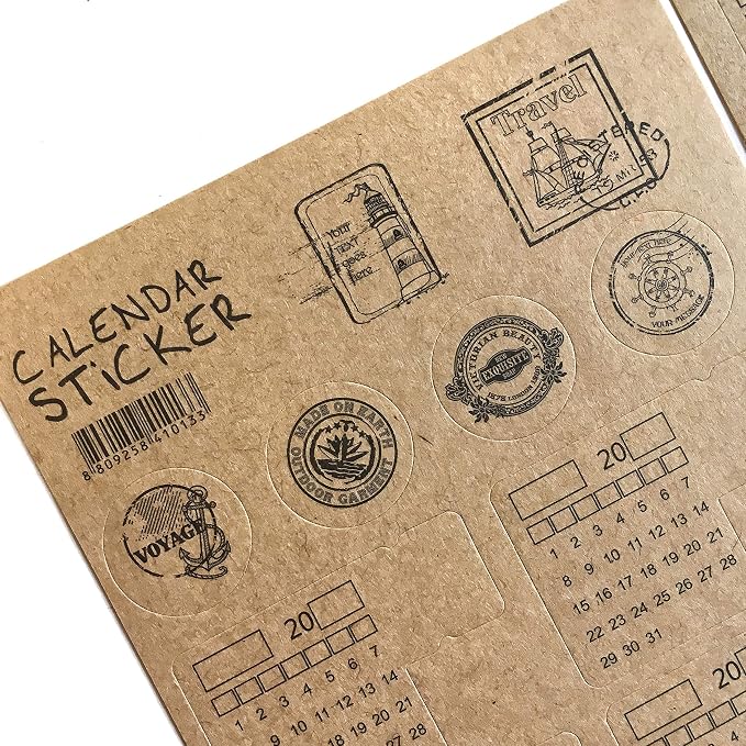 Zelten Refills/Loose Leaves for A5 Cover Ring Binder/Personal Organizer/Planner(A5 6 Holes, Sticker Monthly Calendar)
