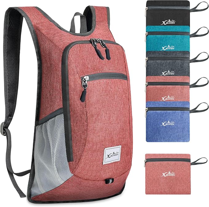 Xgunion Hiking Backpack 10L Lightweight Foldable Daypack (Red) | Small Travel Packable Camping Hiking Backpack for Women Men - Compact Portable Outdoor Day Pack