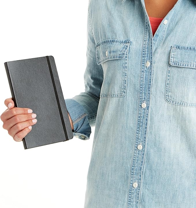 Amazon Basics Classic Grid Notebook for Writing and Note Taking, Hardcover, Graph Ruled, 240 Pages, 5" x 8.25", Black