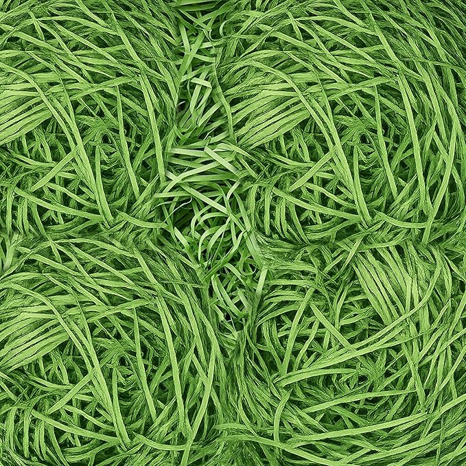 Crinkle Recyclable Paper Shred Filler for Basket Filling, Party Decoration & Gift Wrapping – Green Basket Grass Stuffers, 35.3 oz (2.2 lb - 1000 g) Total, 20 Pack (50 g Each)