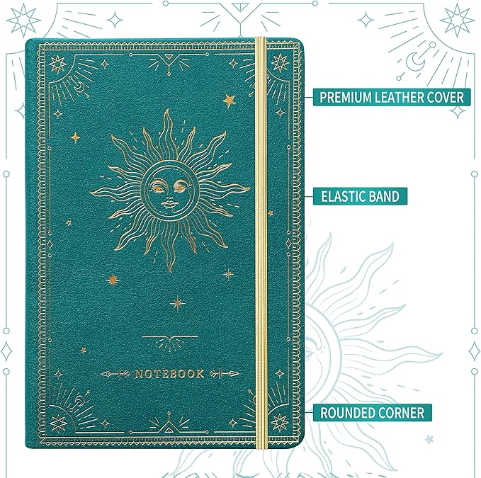 Artfan Ruled Notebook/Journal – Premium Thick Paper Faux Leather Classic Writing Notebook with Pocket + Page Dividers Gifts, Banded, Large, 144 Pages, Hard Cover, Lined (5.8 x 8.4) - Jungle Green