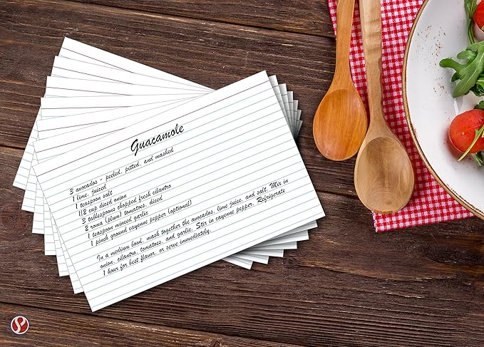 Ruled Index Cards, On 100lb Heavyweight Thick White Cover Stock. "100 per pack" (5 x 8)