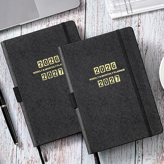 Planner 2026-2027 - Jul. 2026 - June. 2027, 2026-2027 Planner, 12-Months 26-27 Planners Weekly and Monthly, 5.75" x 8.25", Saffiano Leather with Thick Paper, Back Pocket with Notes Pages