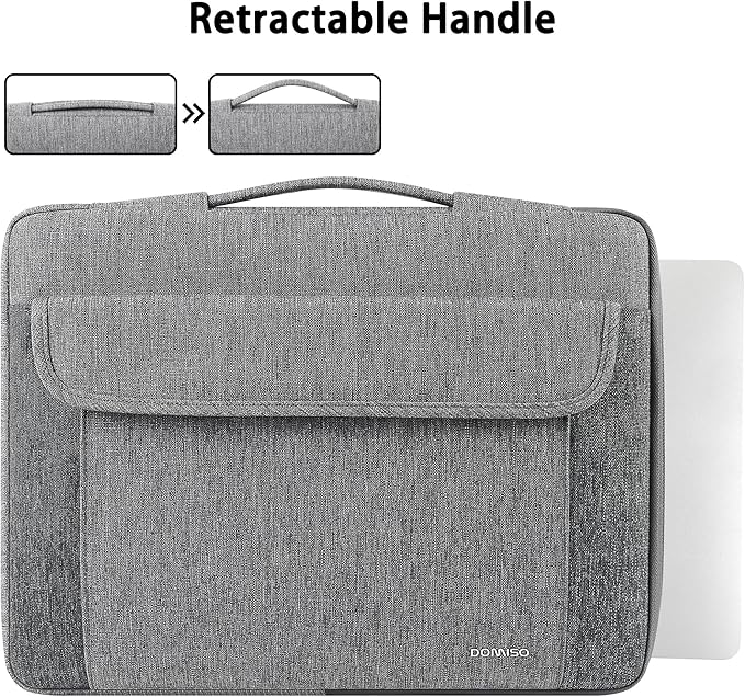 DOMISO 17-17.3 Inch Laptop Sleeve Case,Water-resistant Laptop Protective Carry Case with Retractable Handle for Dell, HP, Lenovo, Asus, Acer, Alienware,Gray
