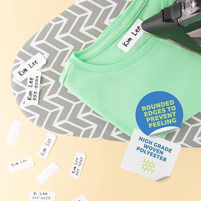 Writable Iron on Name Tags for Clothing (Large) with Permanent Laundry Marker, 500 pcs - Clothing Labels for Nursing Home & Day Care Labels, Custom Fabric Labels for Clothes Washable Precut 2”x0.75”