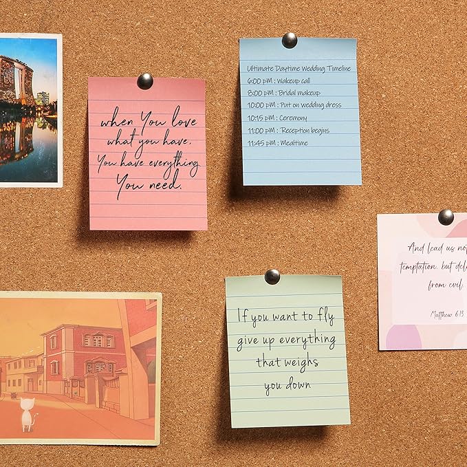 Mr. Pen- Small Lined Sticky Notes, 1.5" x 2", 6 Pads, 60 Sheets/Pad, Vintage Color, Small Sticky Notes with Lines, Ruled Post Stickies, Memo Pads, Self-Stick Note Pad for Office, School, Home, Study