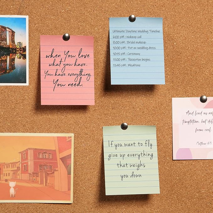 Mr. Pen- Lined Sticky Notes, 3" x 4", 6 Pads, 60 Sheets/Pad