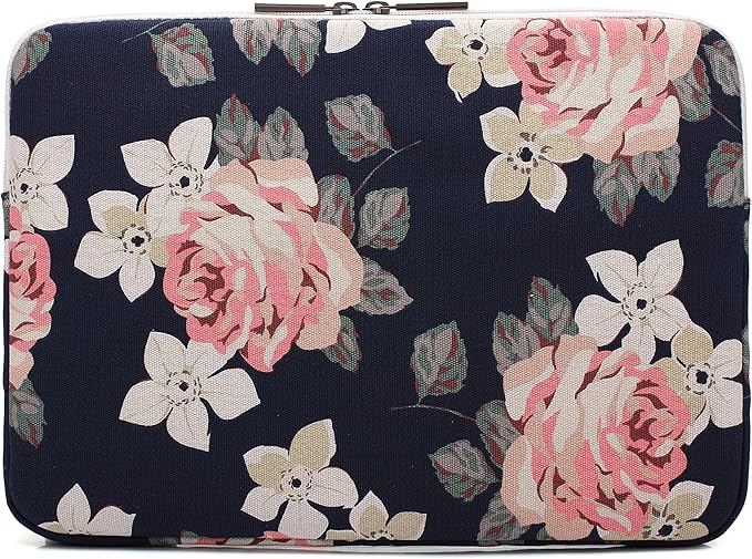 Canvaslife White Rose Laptop Sleeve 15 Inch 15 Case and 15.6 Laptop Bag