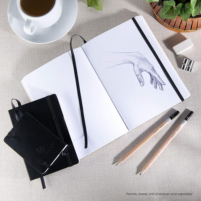 Pentalic 4" x 6" Pocket Sketchbook Traveler Journal, 160 Pages, Black