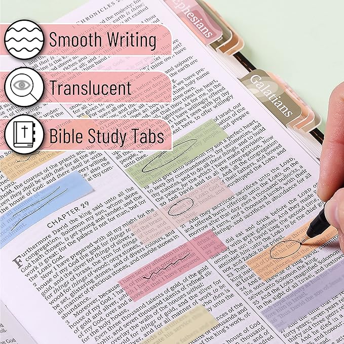 Mr. Pen- Colorful Sticky Tabs, 1600 pcs, Translucent Page Markers, Water-Resistant Book Tabs for Annotating, Bible Study, Planning, Indexing & Document Organization