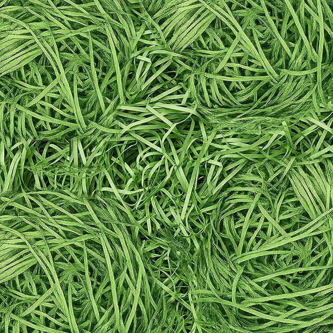 Crinkle Recyclable Paper Shred Filler for Basket Filling, Party Decoration & Gift Wrapping ? Green Basket Grass Stuffers, 7 oz (0.44 lb - 200 g) Total, 4 Pack (50 g Each)