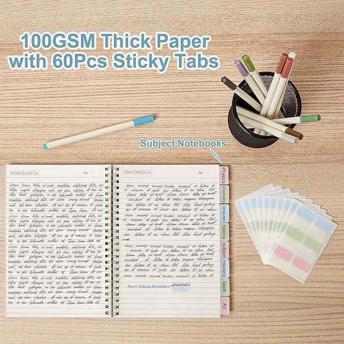 3 Pack Spiral Notebooks, Large Notebook College Ruled 8.5" x 11" 100GSM 7mm College Ruled, 80 Sheets/160 Pages, College Ruled Notebook for School, Office, Sketch