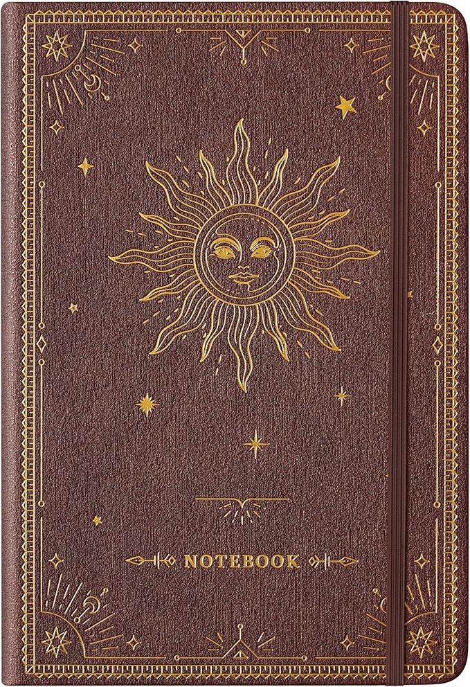 Artfan Ruled Notebook/Journal – Premium Thick Paper Faux Leather Classic Writing Notebook with Pocket + Page Dividers Gifts, Banded, Large, 144 Pages, Hard Cover, Lined (5.8 x 8.4) - Reddish Brown