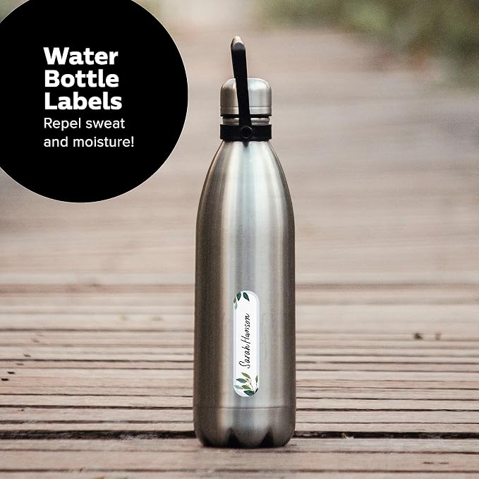 ThreeKin Waterproof Labels for Bottles and Containers - Custom Stickers - All-Purpose and Personalizable - Dishwasher, Freezer and Microwave Safe - BPA-Free - USA-Owned (Greenery, 72pcs)